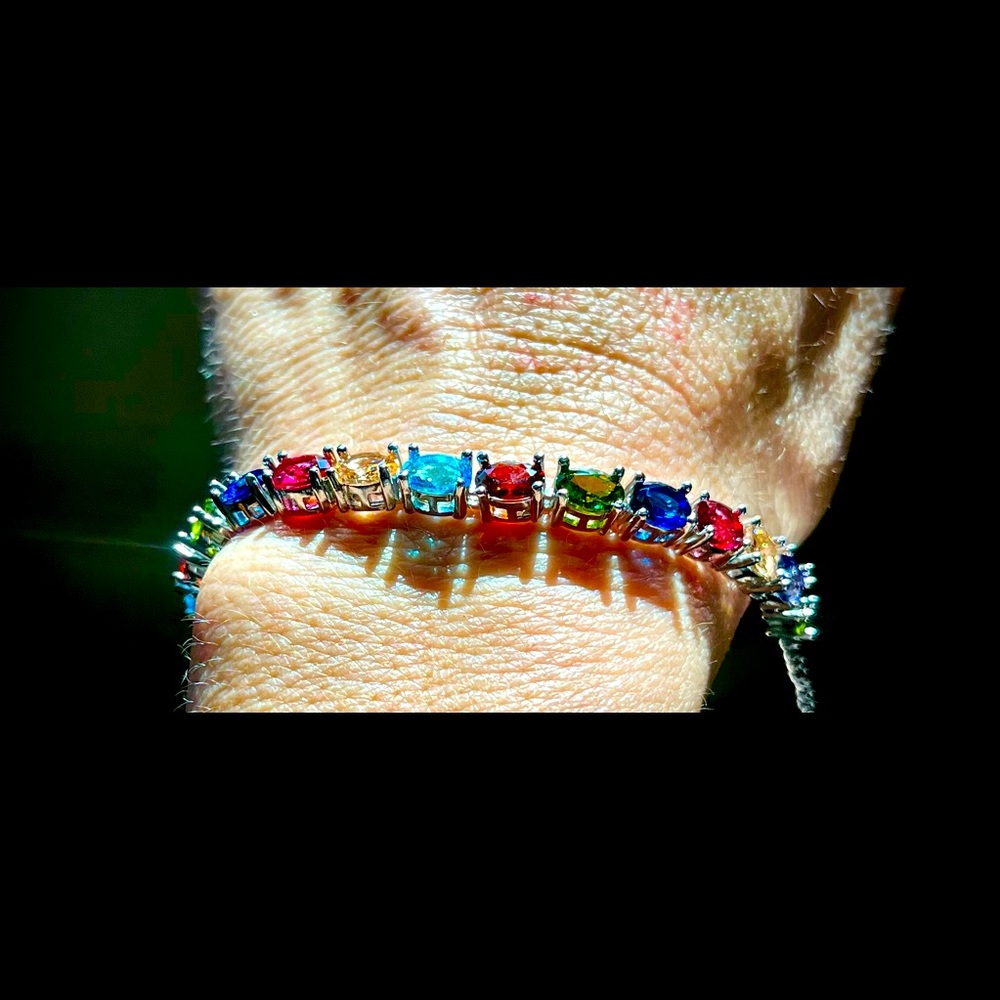 NWOT: Rainbow zirconia tennis bracelet; fashion jewelry